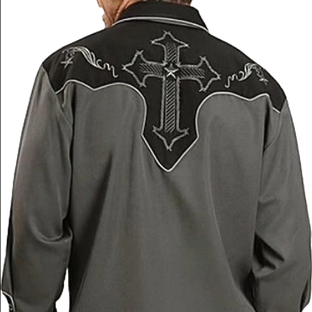 Scully Western Men's Shirt Tooled  Embroidered Front & Back
